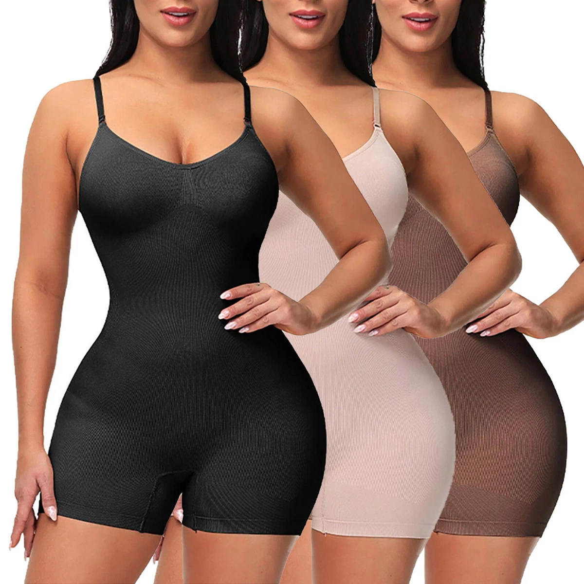 BodySlim bodysuits in black, white, and beige